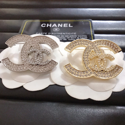 Luxury C.C Double logo Brooch pin -Silver