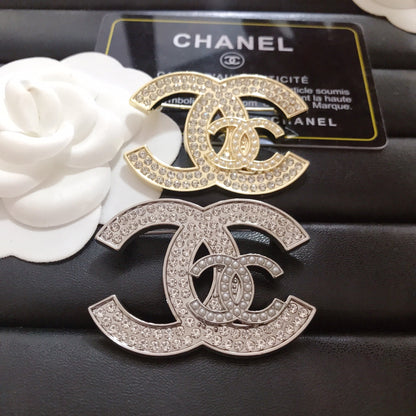 Luxury C.C Double logo Brooch pin -Silver