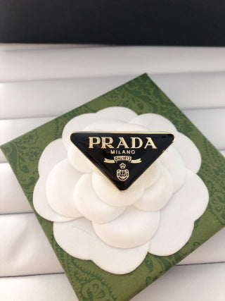 Luxury Prada Black/Gold Brooch pin