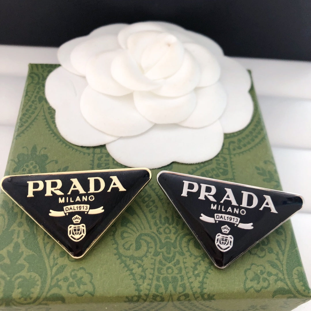 Luxury Prada Black/Gold Brooch pin