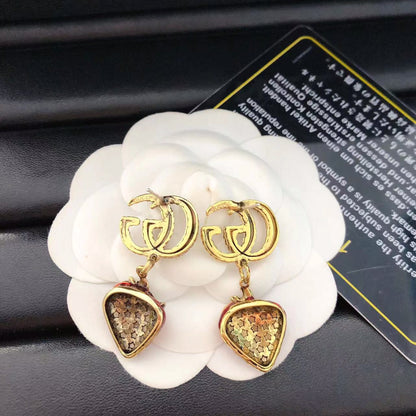 High-End Gold-plated bronze G-brand  strawberry Earrings