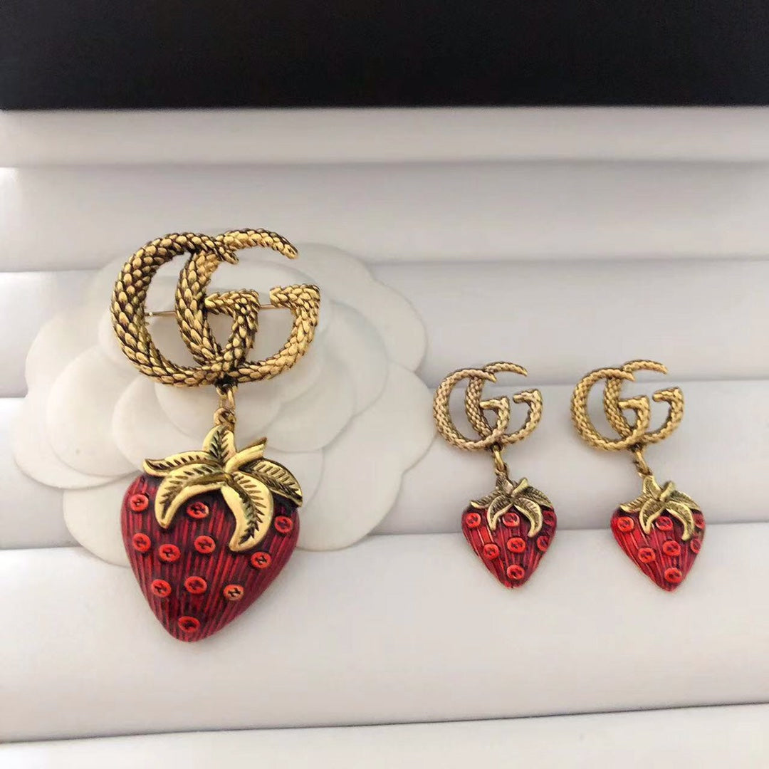 High-End Gold-plated bronze G-brand strawberry Set