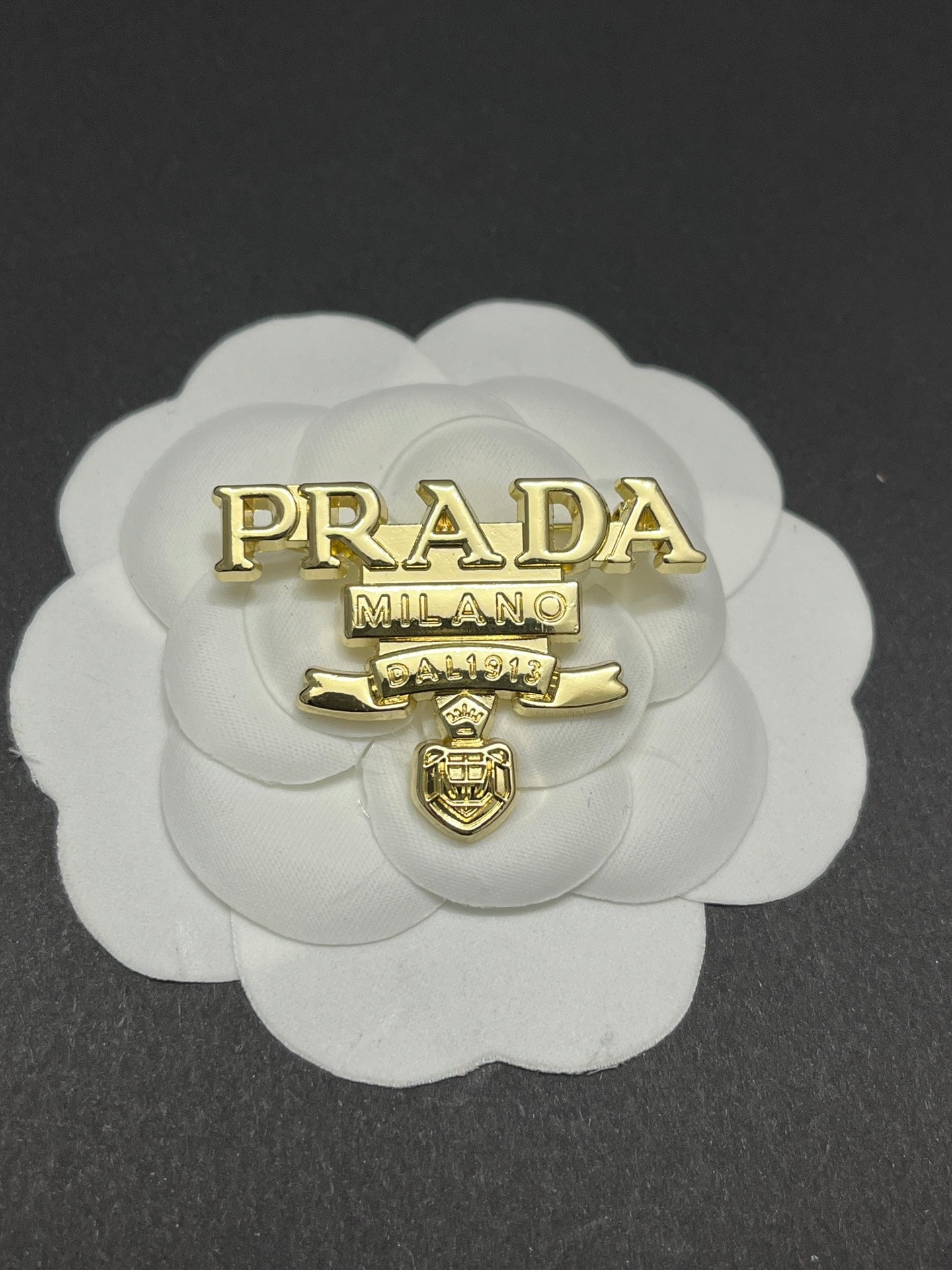 Luxury Prada Silver Brooch pin