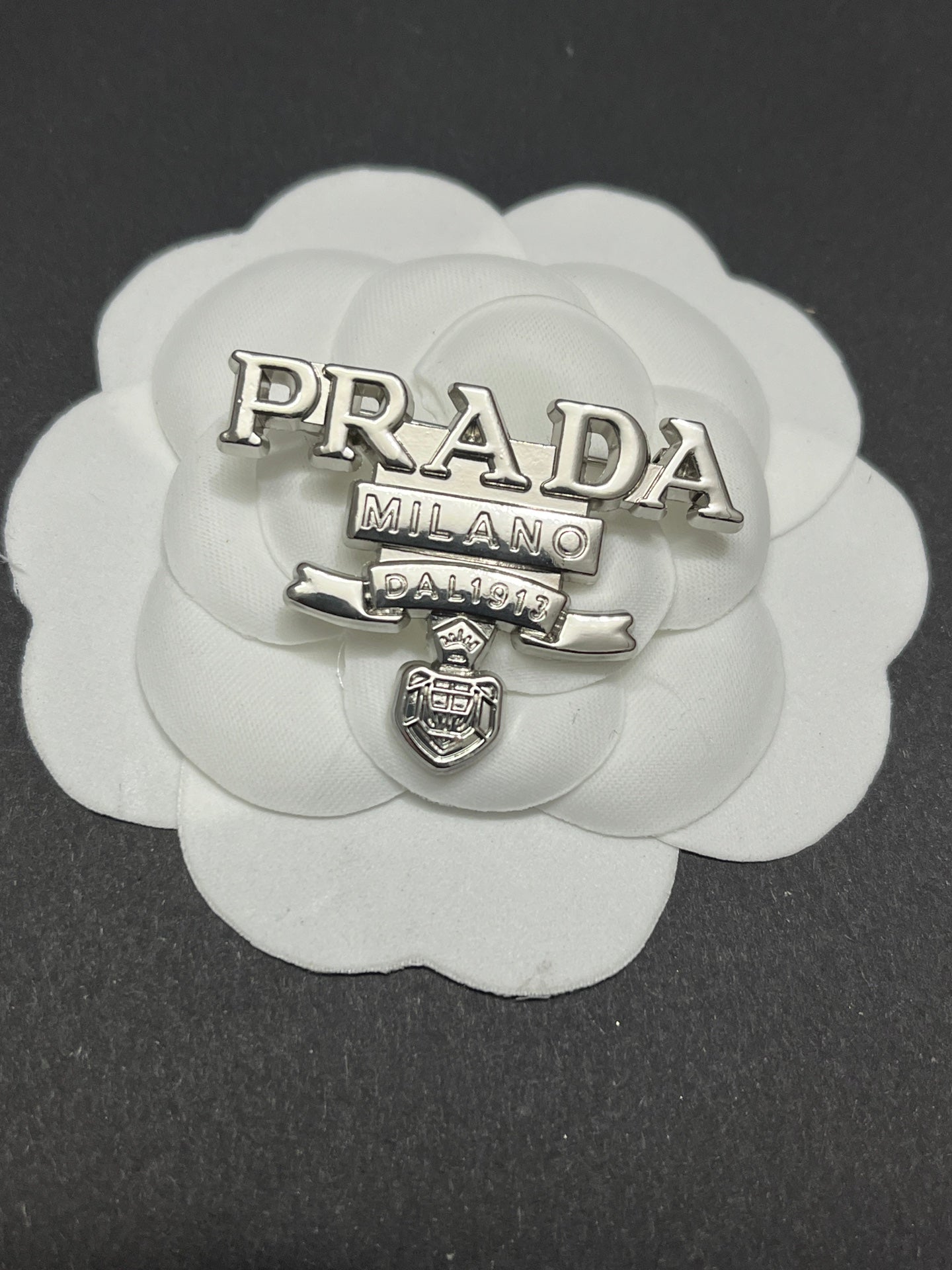 Luxury Prada Silver Brooch pin