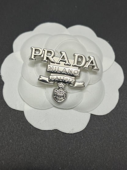 Luxury Prada Silver Brooch pin