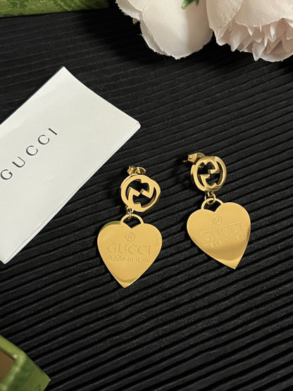 High-End Titanium Steel G-brand Dangle Earrings