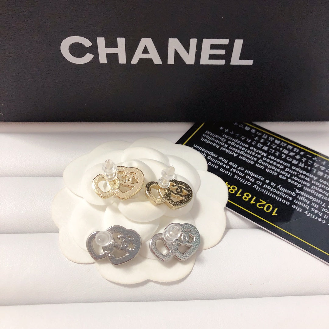High quality C. C Double Heart earrings