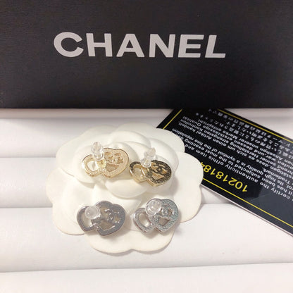 High quality C. C Double Heart earrings