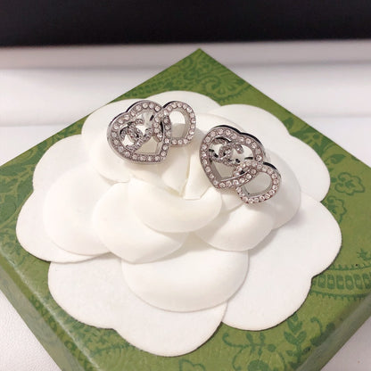 High quality C. C Double Heart earrings