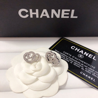 High quality C. C Double Heart earrings
