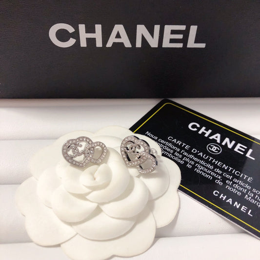 High quality C. C Double Heart earrings