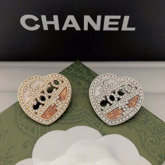 Luxury Heart C.C Brooch Silver