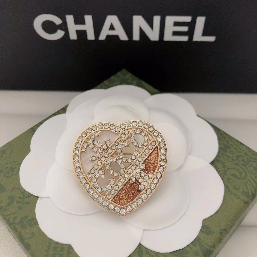 Luxury Heart C.C Brooch Silver