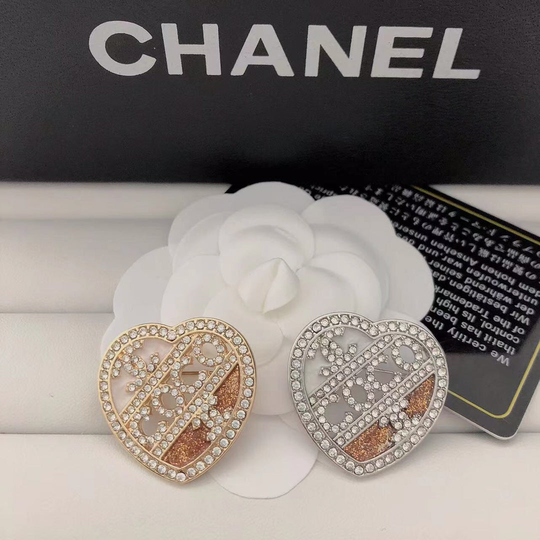 Luxury Heart C.C Brooch Silver