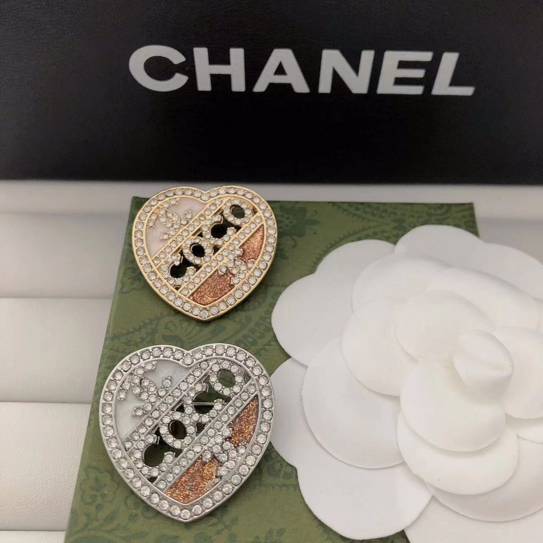 Luxury Heart C.C Brooch Silver
