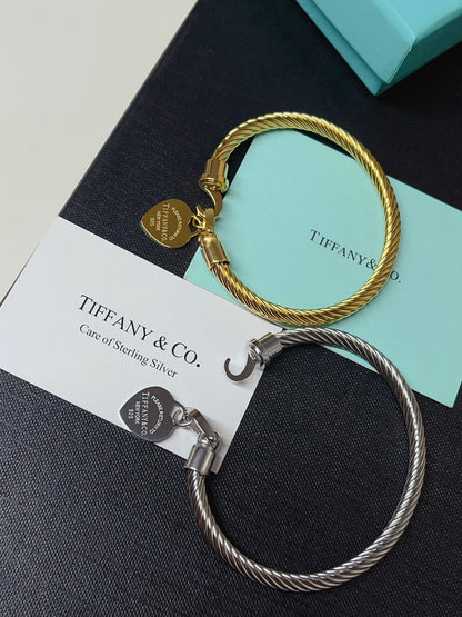 Titanium Steel T-Home Heart-Shaped Bangle