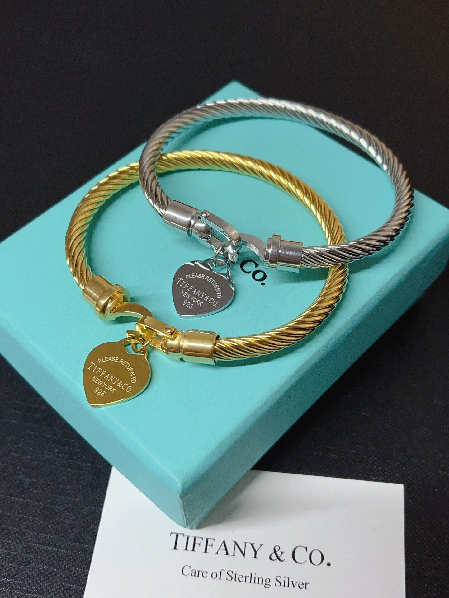 Titanium Steel T-Home Heart-Shaped Bangle