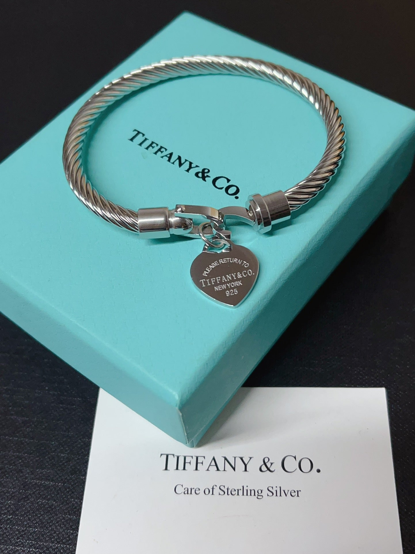 Titanium Steel T-Home Heart-Shaped Bangle