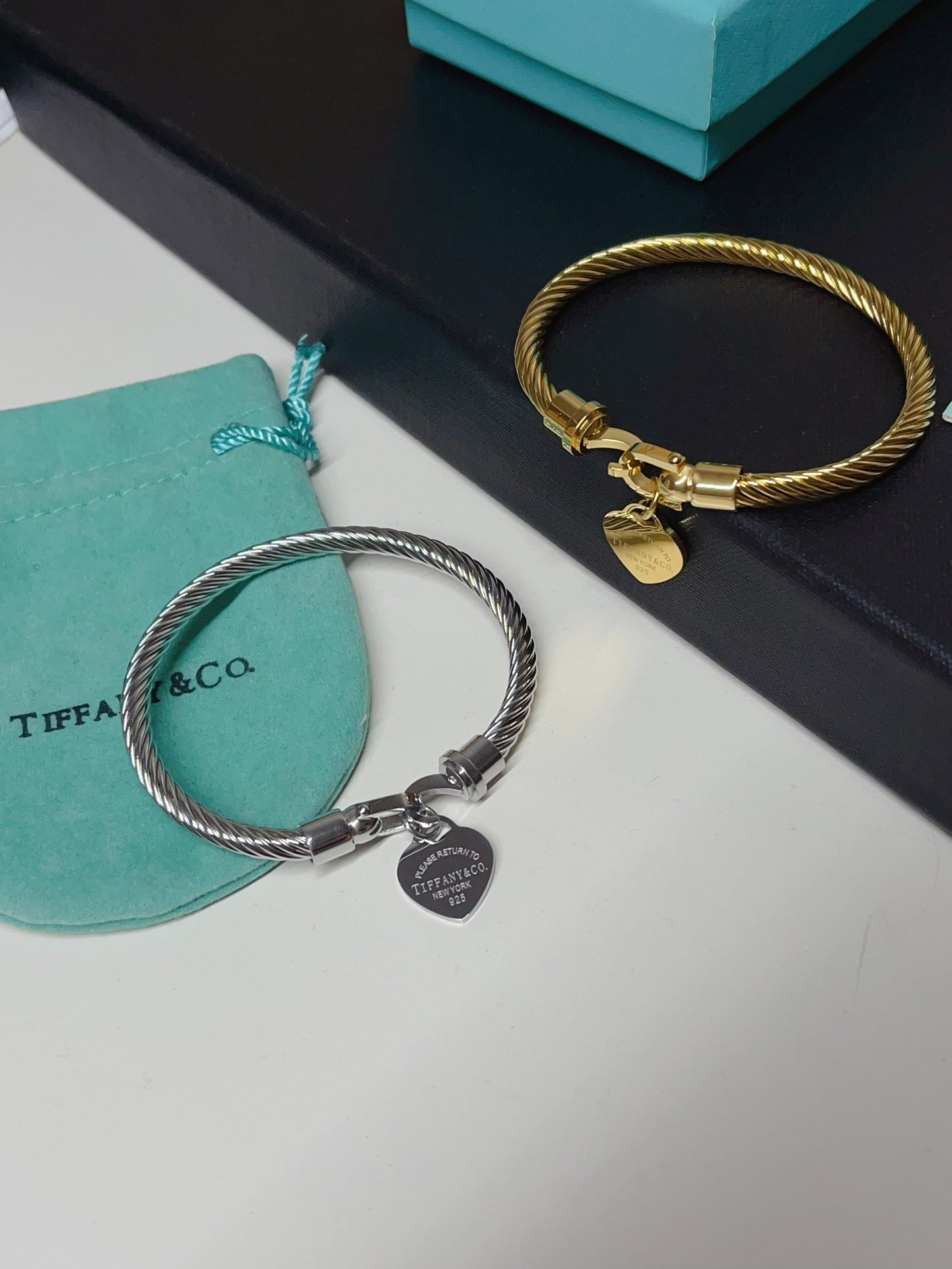 Titanium Steel T-Home Heart-Shaped Bangle