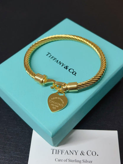 Titanium Steel T-Home Heart-Shaped Bangle
