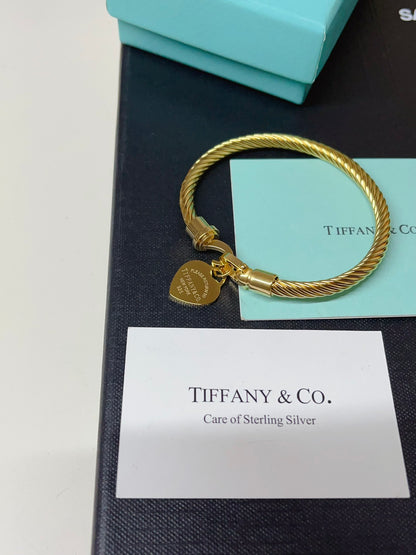 Titanium Steel T-Home Heart-Shaped Bangle