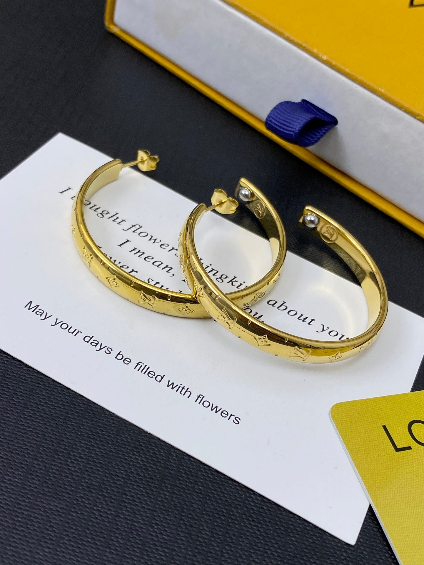 High-End Steel L.V Hoop Earrings