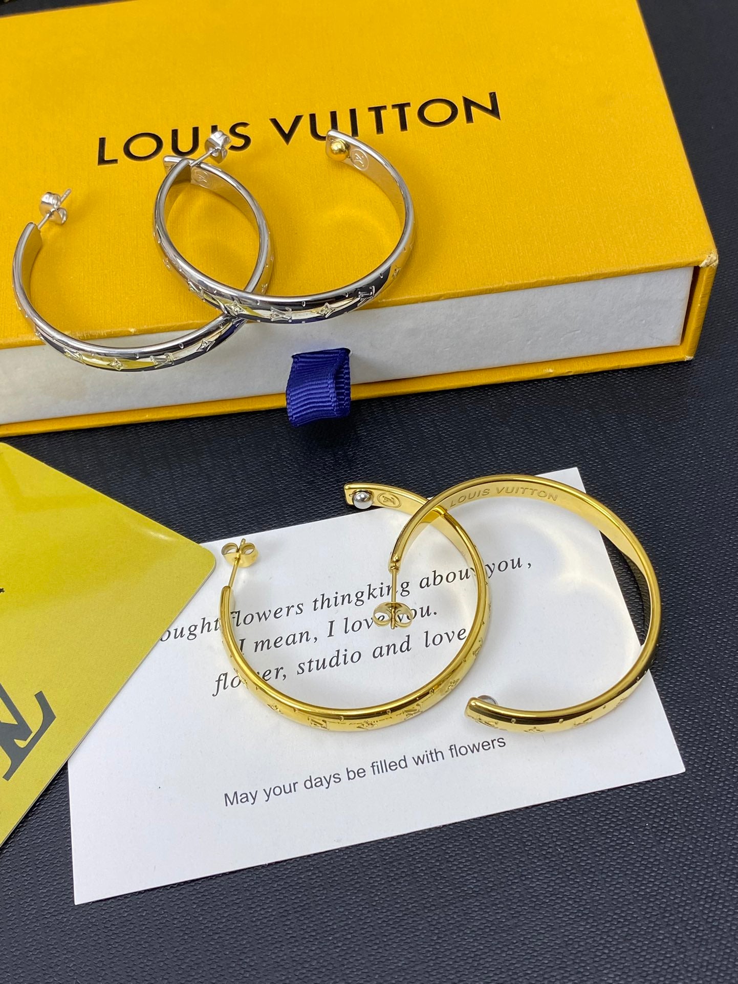 High-End Steel L.V Hoop Earrings