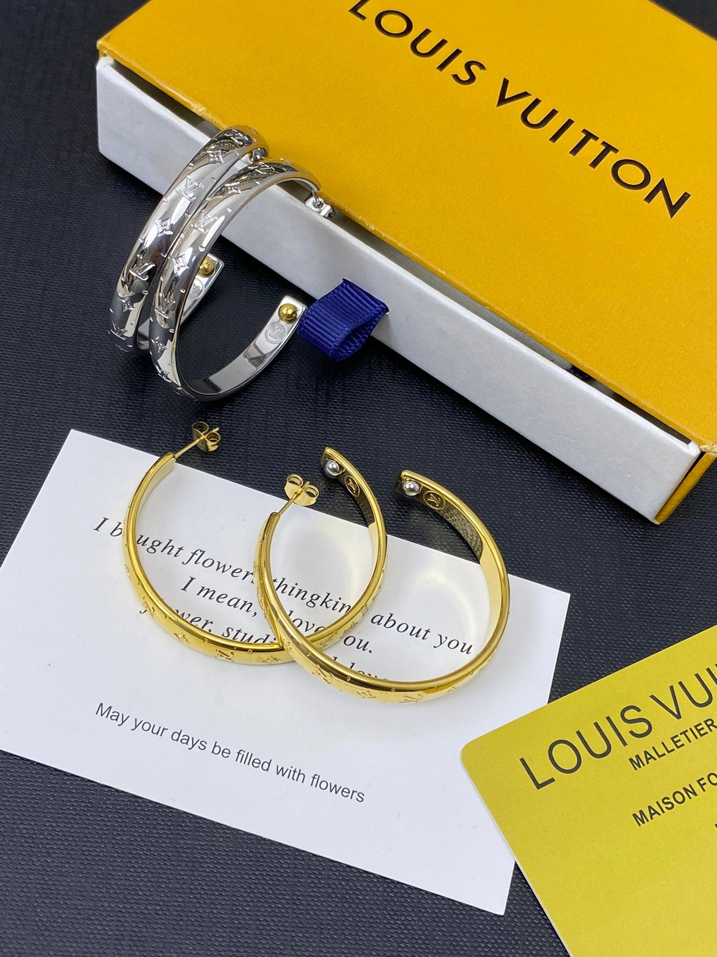 High-End Steel L.V Hoop Earrings