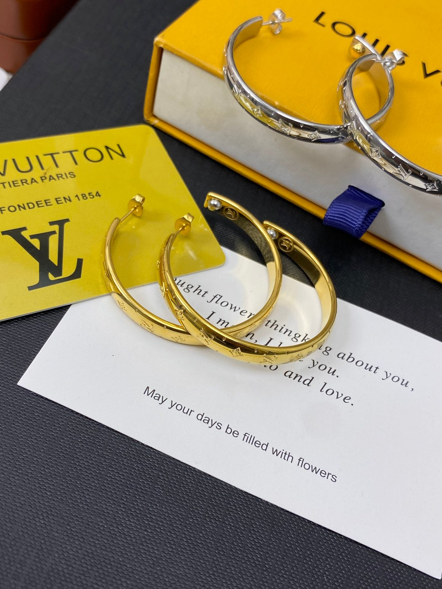 High-End Steel L.V Hoop Earrings