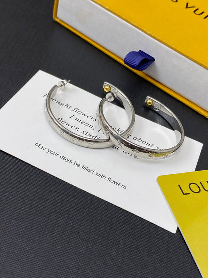 High-End Steel L.V Hoop Earrings