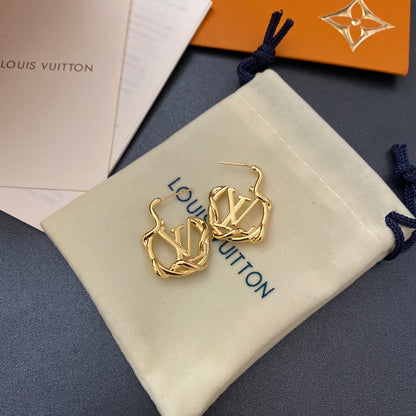 L.V Inspired  Twist Gold plated Earrings