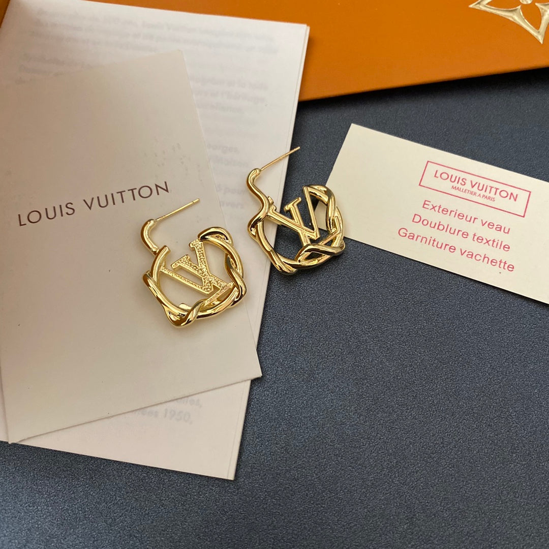 L.V Inspired  Twist Gold plated Earrings