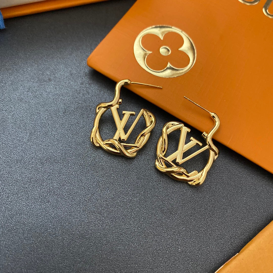 L.V Inspired  Twist Gold plated Earrings