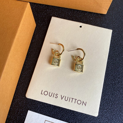 L.V Inspired Padlock Gold plated Earrings
