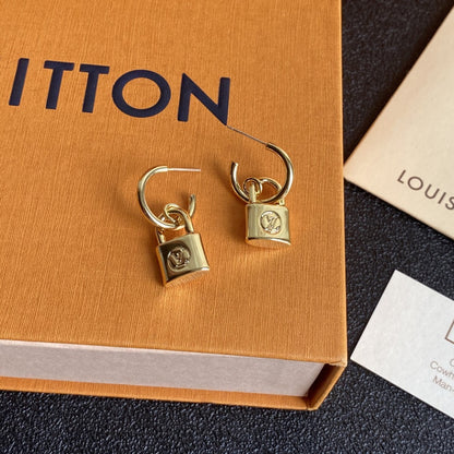 L.V Inspired Padlock Gold plated Earrings
