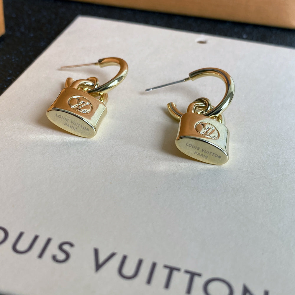 L.V Inspired Padlock Gold plated Earrings