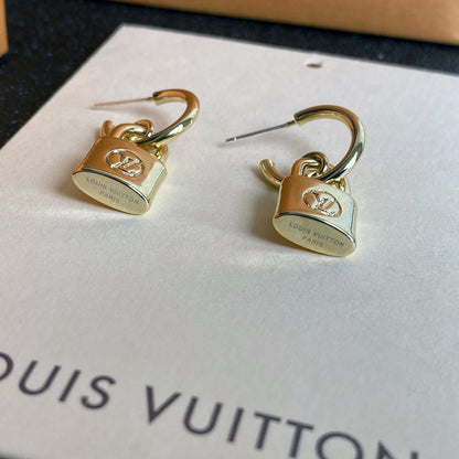 L.V Inspired Padlock Gold plated Earrings