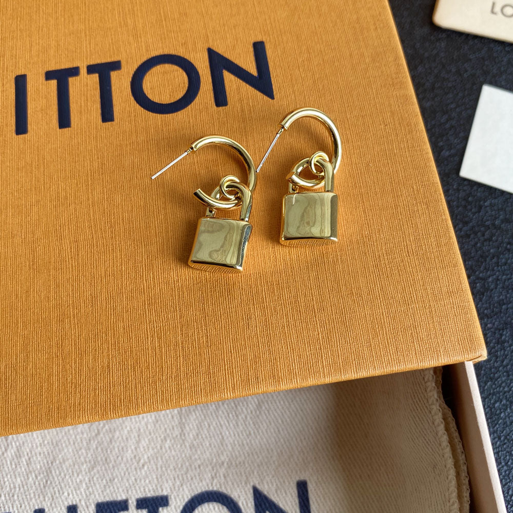 L.V Inspired Padlock Gold plated Earrings