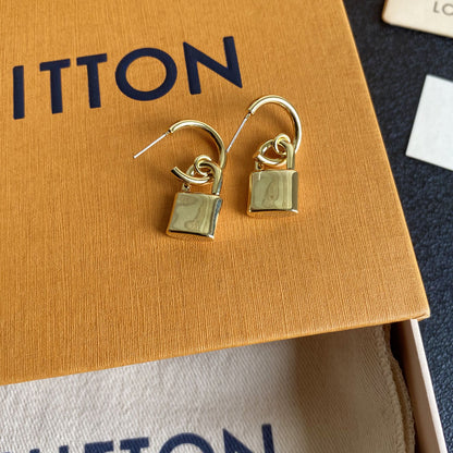 L.V Inspired Padlock Gold plated Earrings