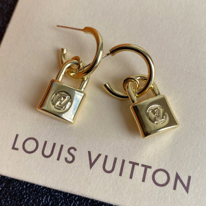 L.V Inspired Padlock Gold plated Earrings