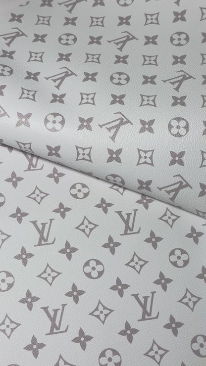 Luxury Monogram Faux Leather Fabric – Designer-Inspired Finish