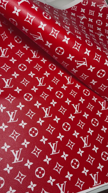 Luxury LV Monogram Faux Leather Fabric – Designer-Inspired Finish