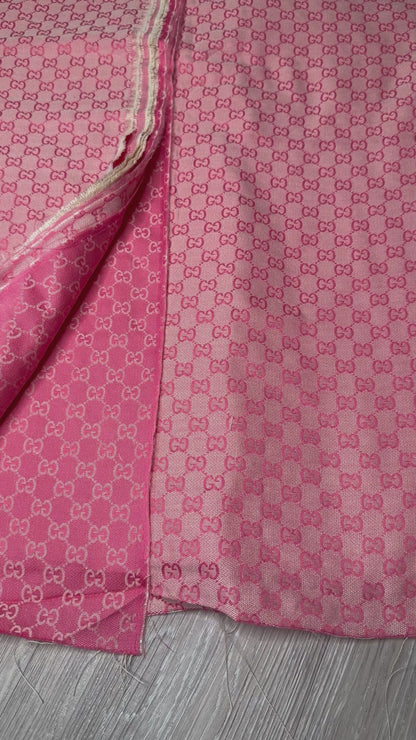 Pink GG Designer Inspired Jacquard Fabric - 44 inches(more than a yard