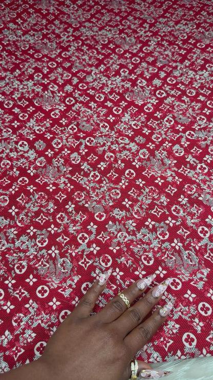 LV Red Jacquard Fabric
